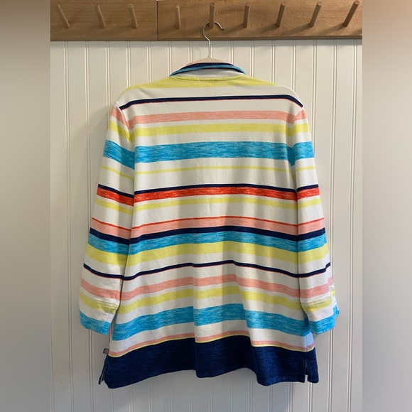 T by Talbots Quarter Zip Lightweight Sweatshirt Multicolor Stripes 3/4 Sleeve XL - Picture 6 of 6
